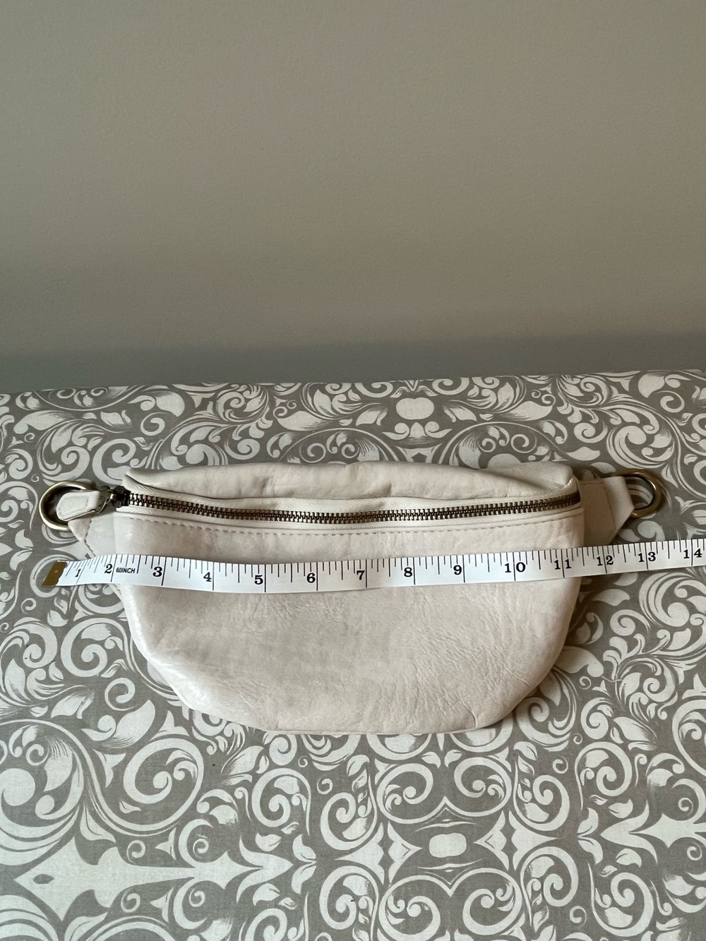 Joy Susan Cream Small Belt Bag/Crossbody with Brass Colored Hardware